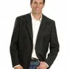 Scully Black Floral Embroidered Western Jacket For Men's
