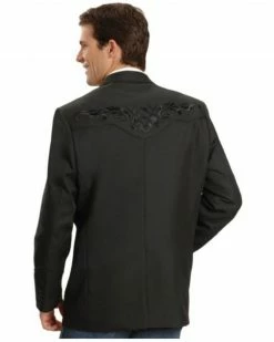 Scully Black Floral Embroidered Western Jacket For Men's -Scully Shop 072A36 89 P2