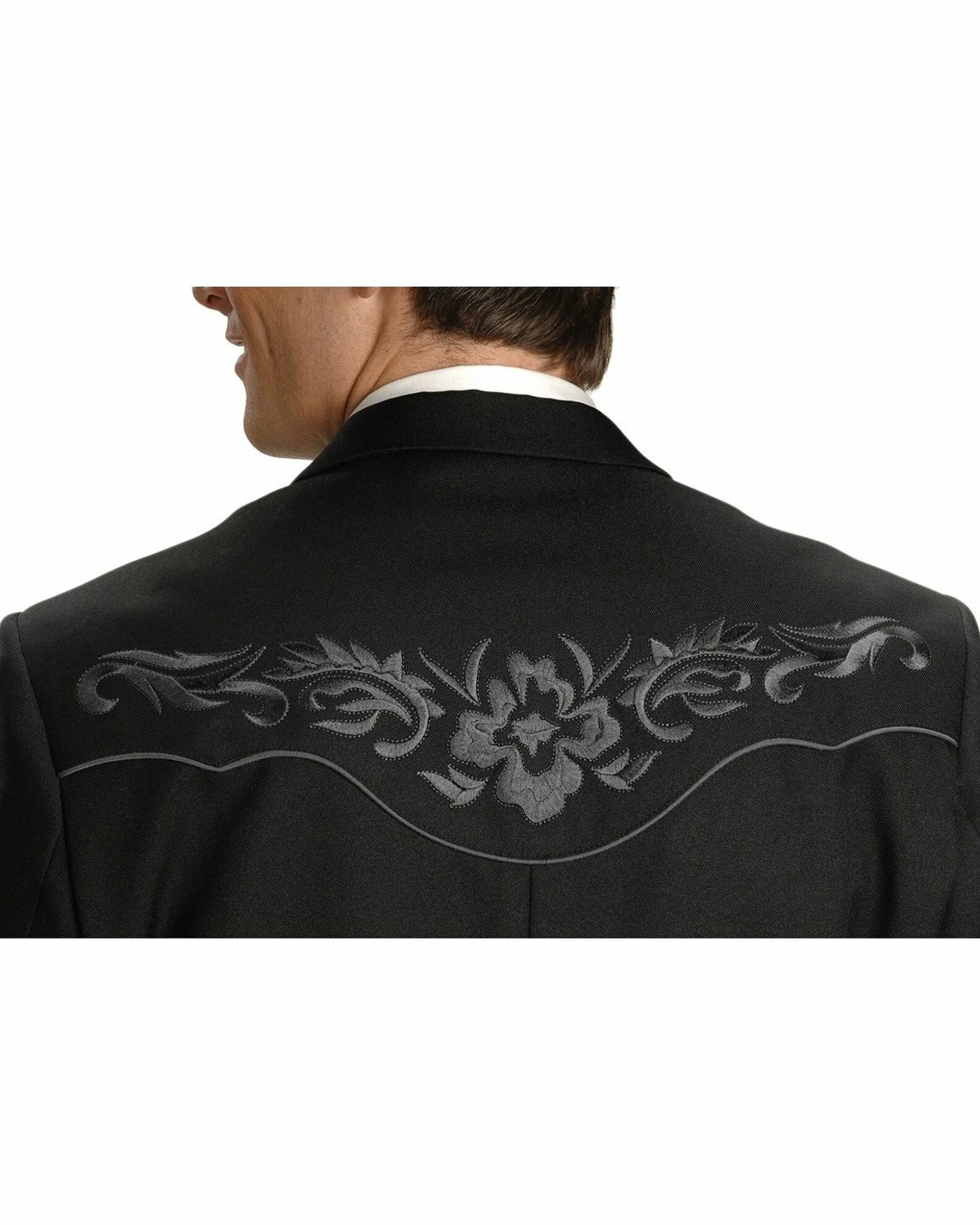 Scully Grey Floral Embroidery Black Western Jacket For Men's Charcoal Grey 4 Scully Grey Floral Embroidery Black Western Jacket For Men's Charcoal Grey - Image 2