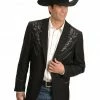 Scully Grey Floral Embroidery Black Western Jacket For Men's Charcoal Grey -Scully Shop 072A37 A8 P1