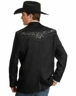 Scully Grey Floral Embroidery Black Western Jacket For Men's Charcoal Grey 8 Scully Grey Floral Embroidery Black Western Jacket For Men's Charcoal Grey -Scully Shop 072A37 A8 P2