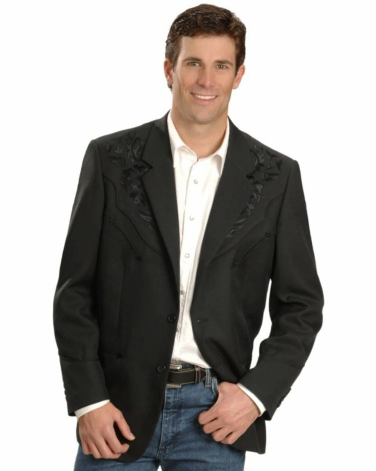 Scully Black Floral Embroidered Western Jacket - Big & Tall For Men's 3 Scully Black Floral Embroidered Western Jacket - Big & Tall For Men's