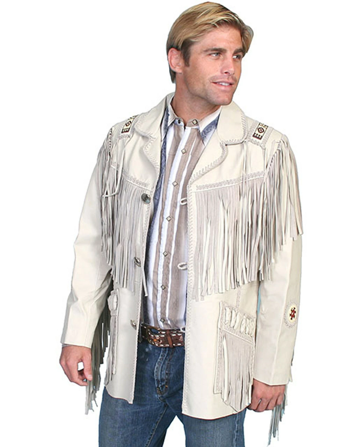 Scully Men's Hand Laced Bead Trim Coat Buck Tan 10 Scully Men's Hand Laced Bead Trim Coat Buck Tan - Image 8