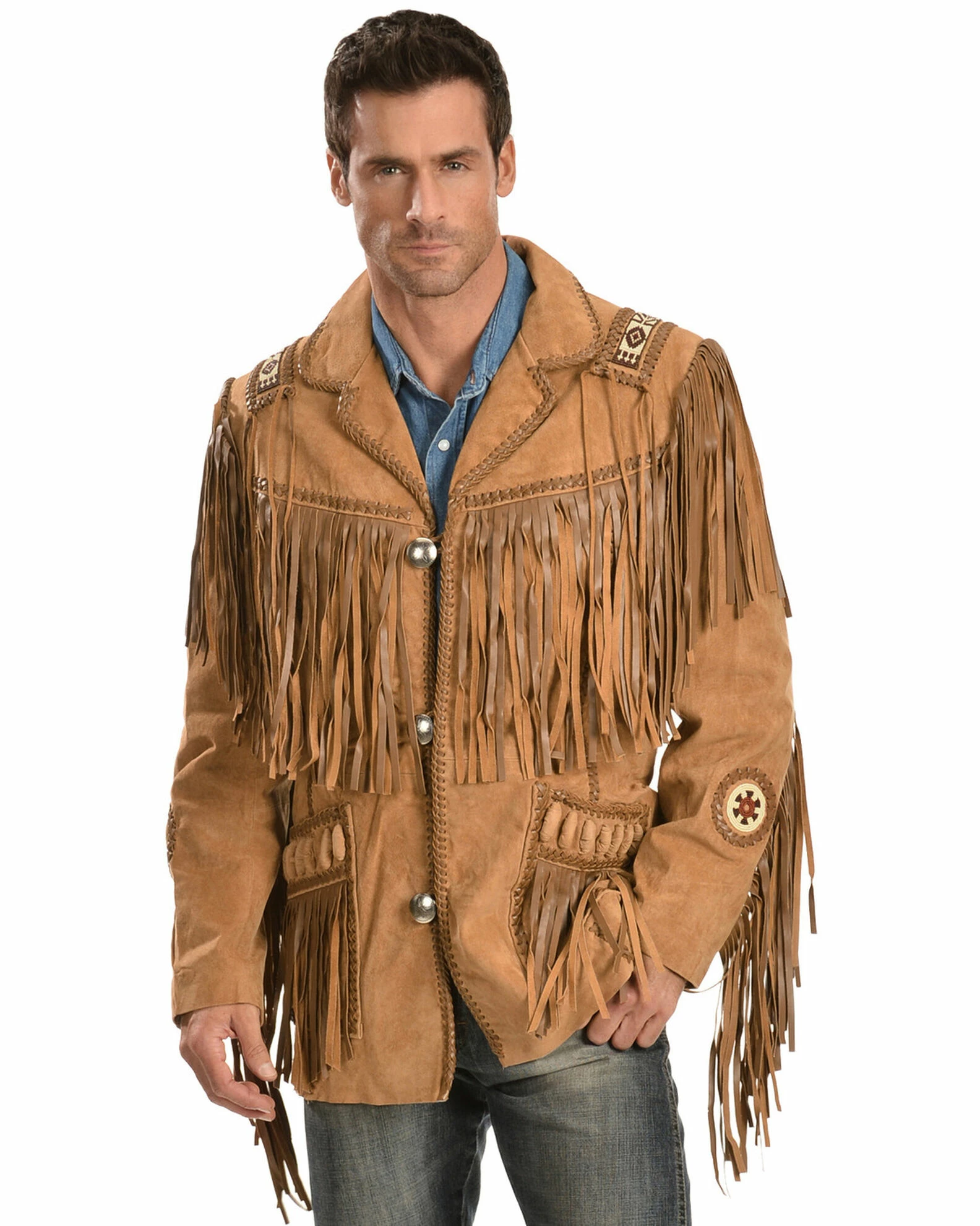 Scully Men's Hand Laced Bead Trim Coat Buck Tan 4 Scully Men's Hand Laced Bead Trim Coat Buck Tan - Image 2