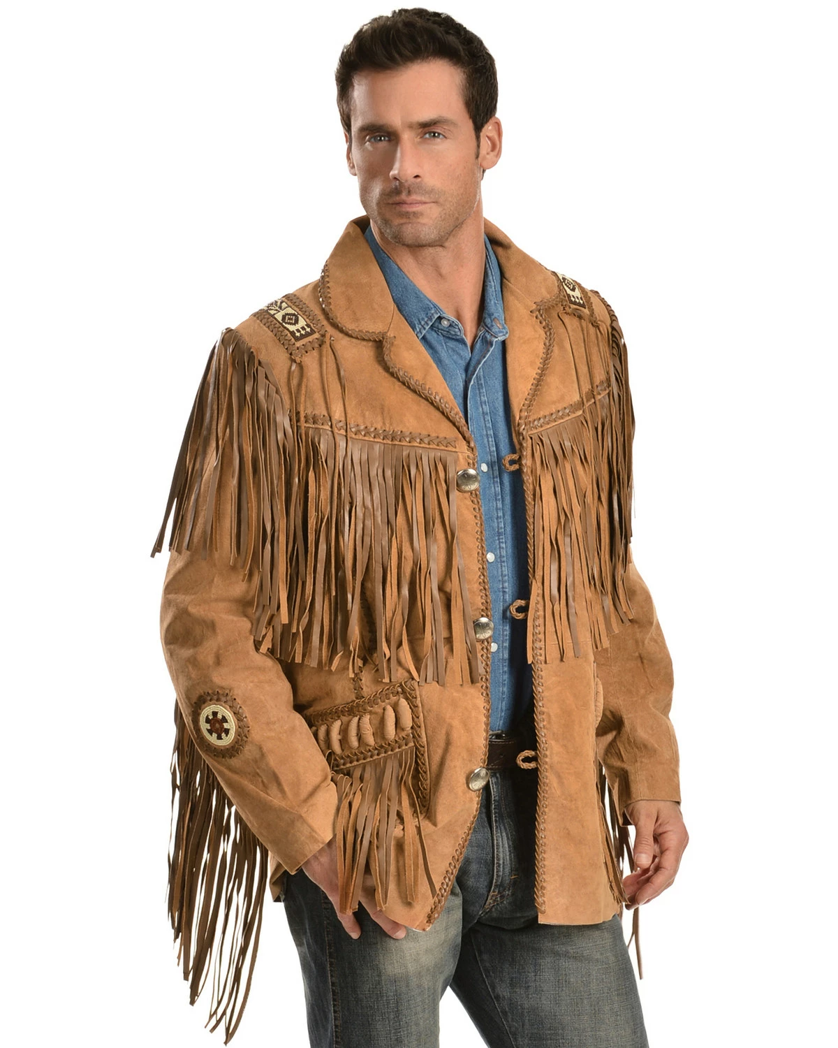 Scully Men's Hand Laced Bead Trim Coat Buck Tan 9 Scully Men's Hand Laced Bead Trim Coat Buck Tan - Image 7