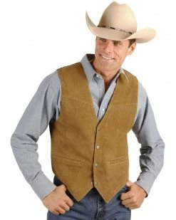 Scully Men's Boar Suede Snap Front Vest Espresso -Scully Shop 082629 41 P1