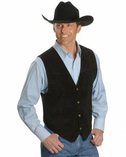 Scully Men's Boar Suede Snap Front Vest Espresso -Scully Shop 082629 89 P1