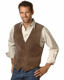 Scully Men's Boar Suede Snap Front Vest Espresso -Scully Shop 082629 Y6 P1 1