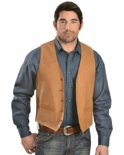 Scully Lamb Leather Vest For Men's Antique Brown -Scully Shop 082685 22 P1