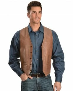 Scully Lamb Leather Vest For Men's Antique Brown