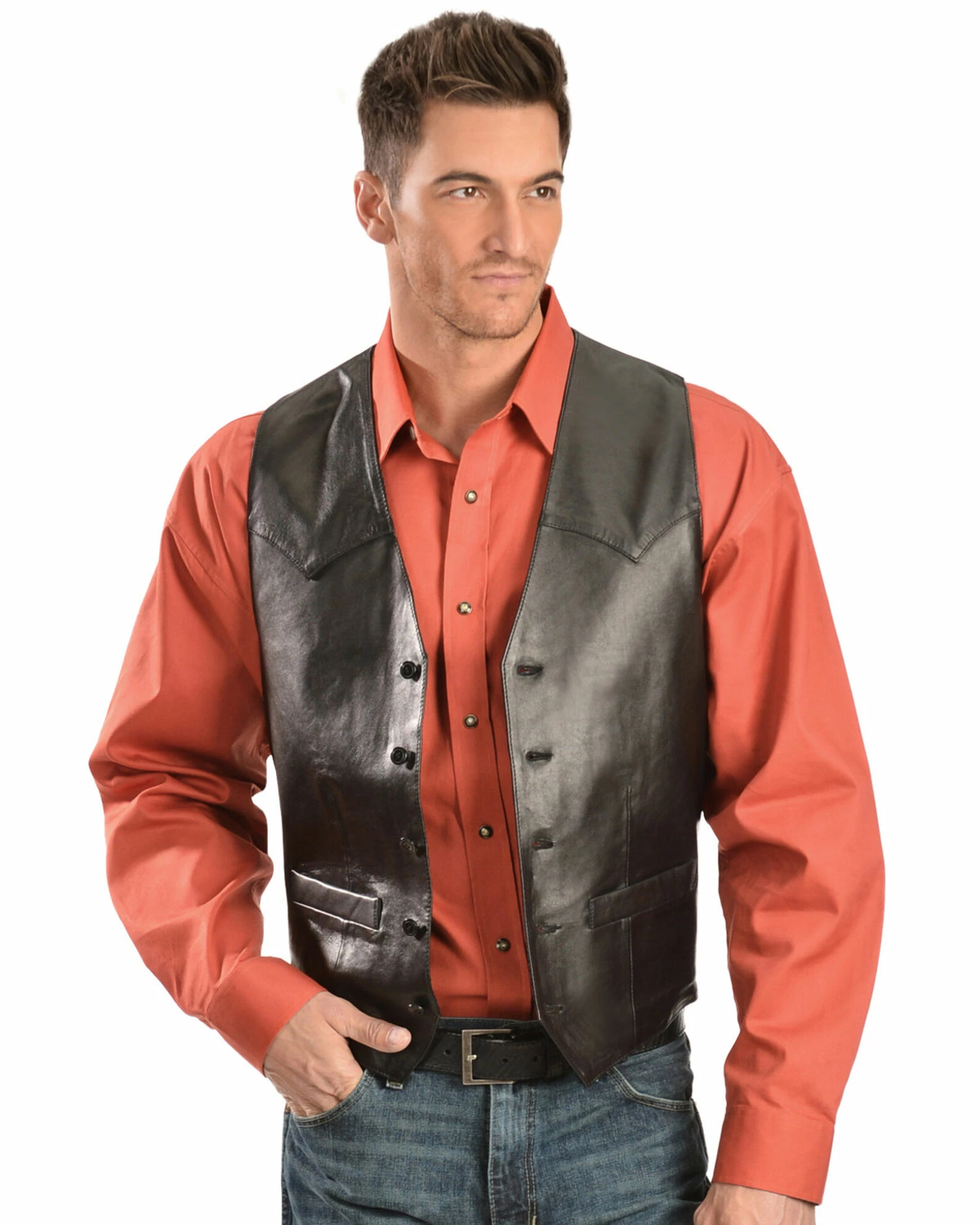 Scully Lamb Leather Vest - Big For Men's Black 3 Scully Lamb Leather Vest - Big For Men's Black