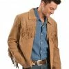 Scully Men's Boar Suede Fringe Jacket Bourbon -Scully Shop 082801 N4 P1