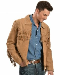 Scully Men's Boar Suede Fringe Jacket Bourbon