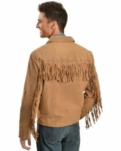 Scully Men's Boar Suede Fringe Jacket Bourbon -Scully Shop 082801 N4 P2
