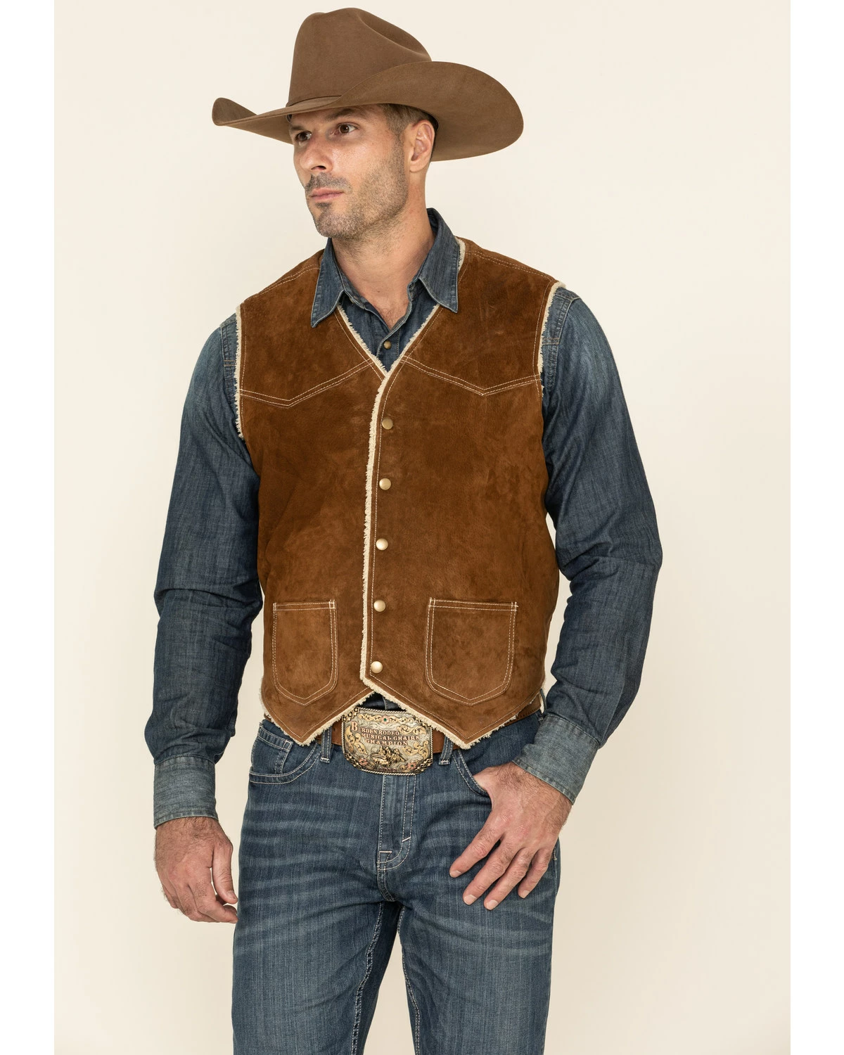 Scully Boar Suede Leather Vest For Men's Chocolate 10 Scully Boar Suede Leather Vest For Men's Chocolate - Image 8