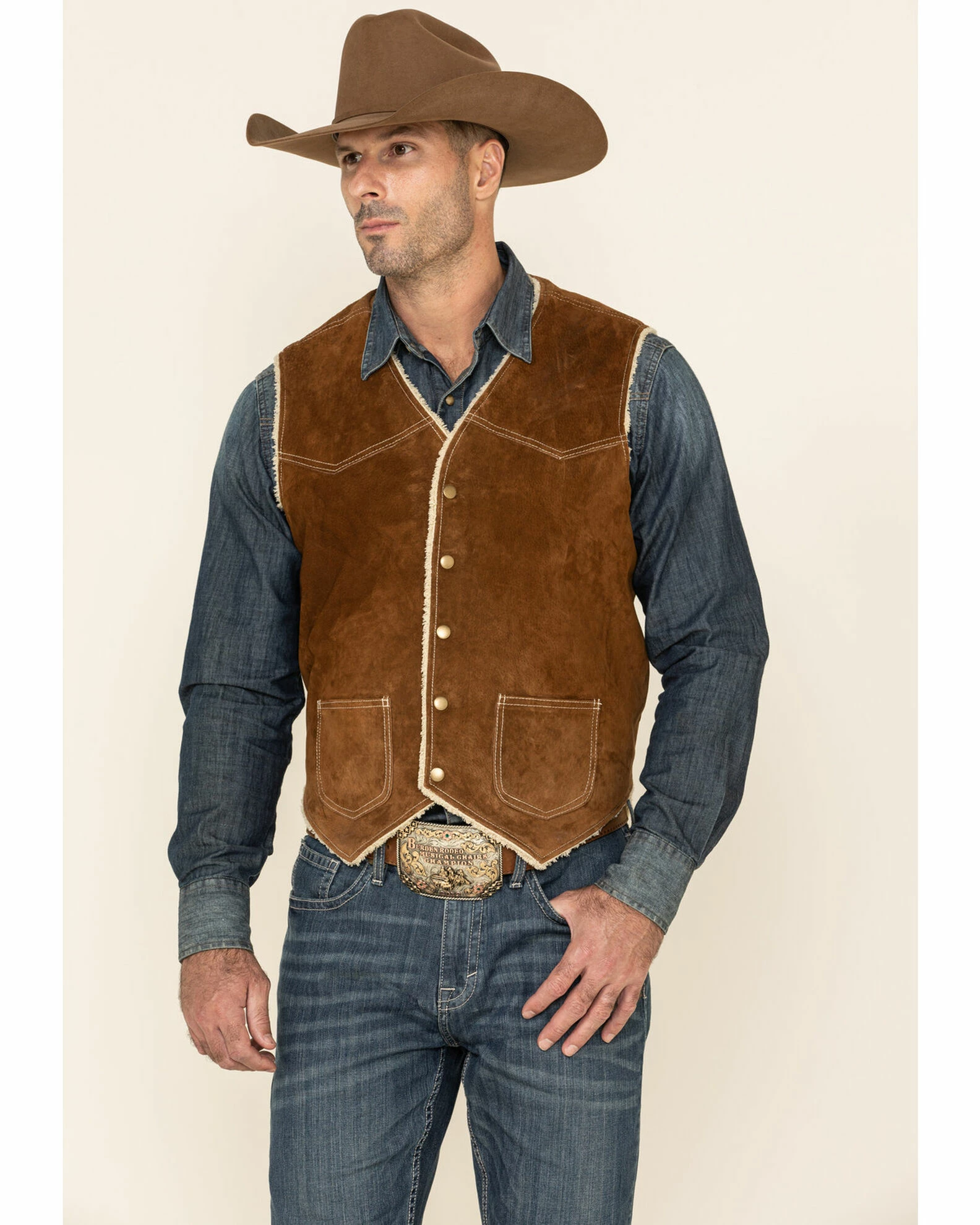 Scully Boar Suede Leather Vest For Men's Chocolate 3 Scully Boar Suede Leather Vest For Men's Chocolate