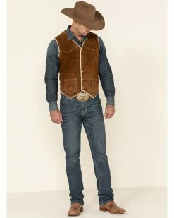 Scully Boar Suede Leather Vest For Men's Chocolate 14 Scully Boar Suede Leather Vest For Men's Chocolate -Scully Shop 082863 41 P2