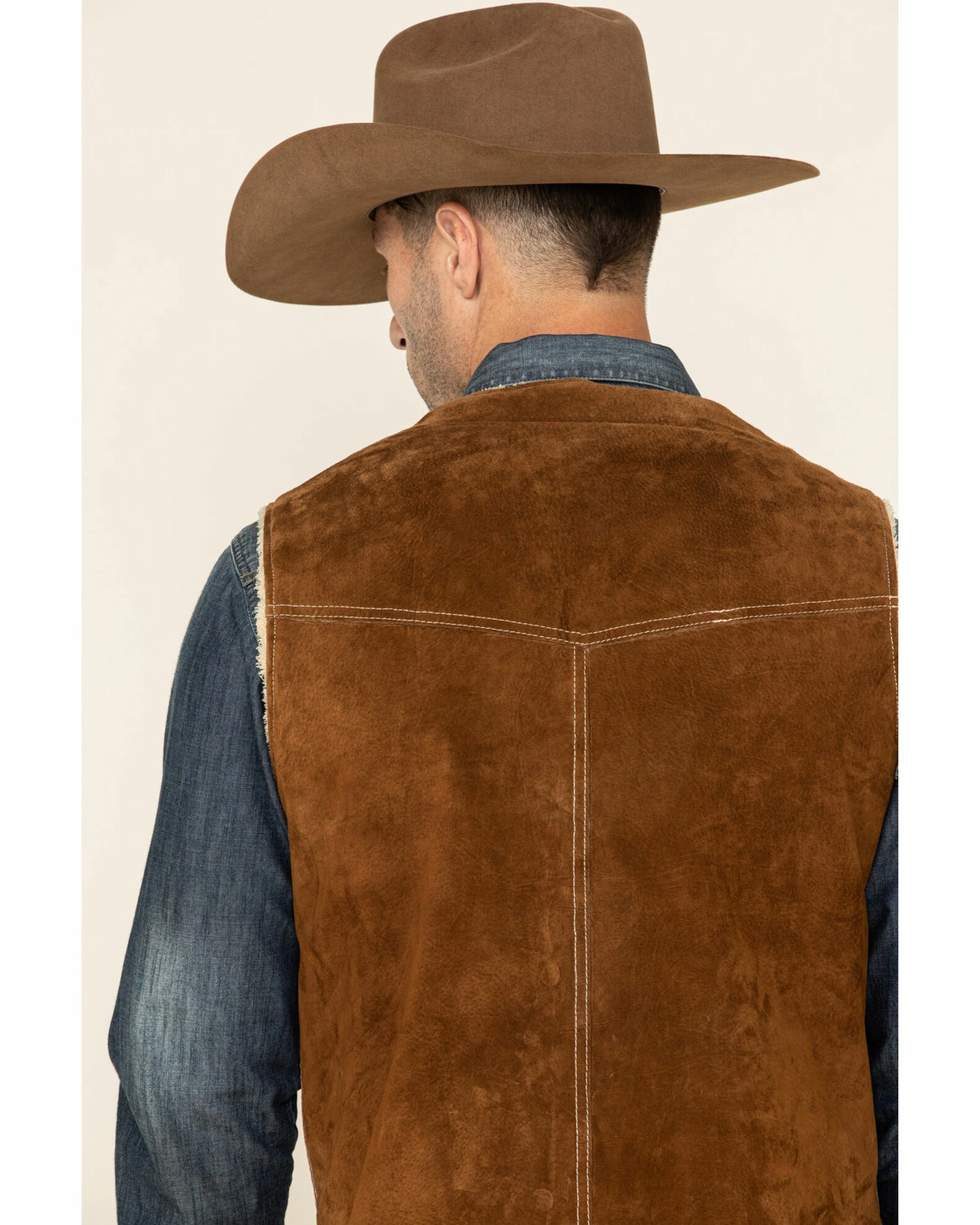 Scully Boar Suede Leather Vest For Men's Chocolate 7 Scully Boar Suede Leather Vest For Men's Chocolate - Image 5