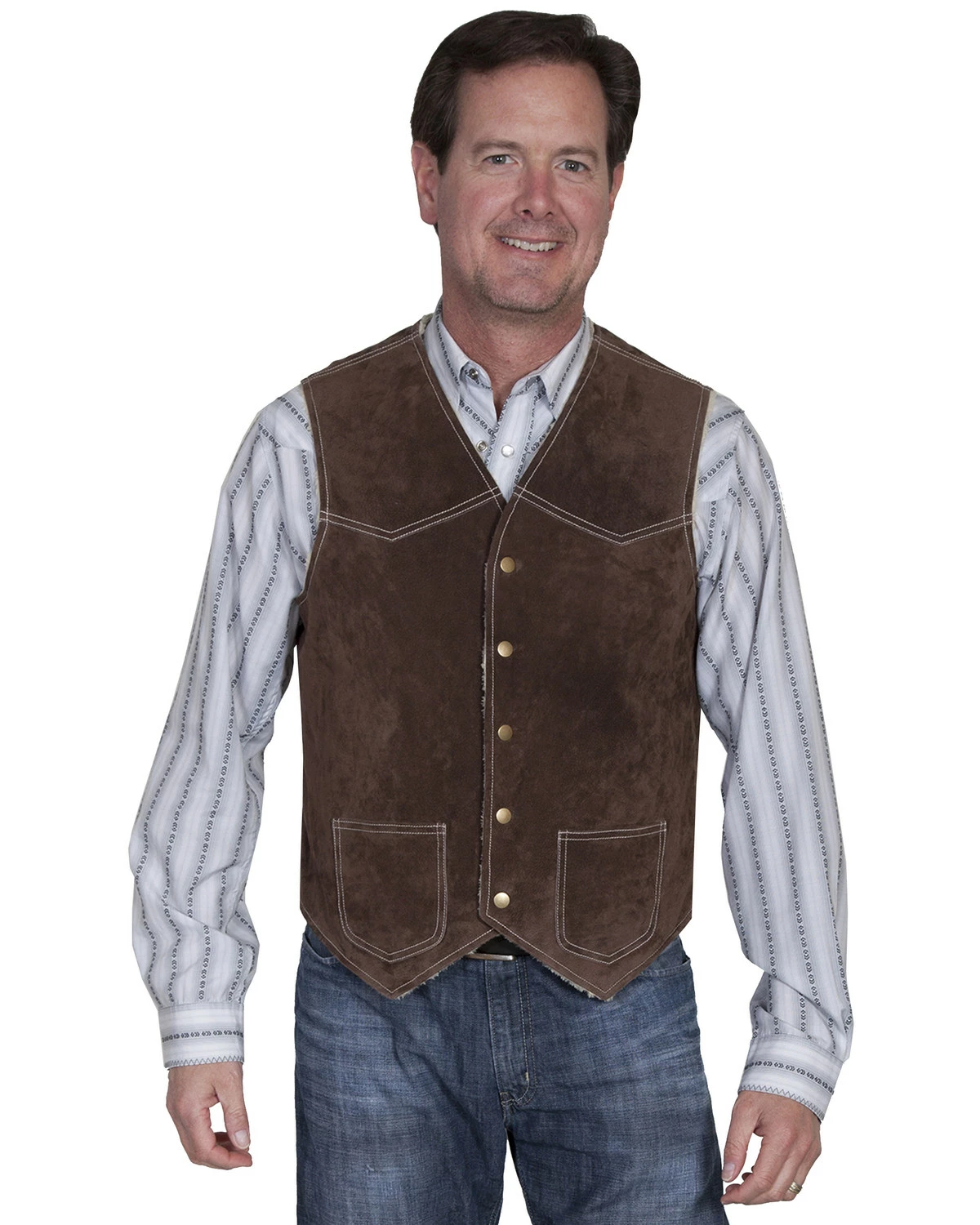Scully Boar Suede Leather Vest For Men's Chocolate 11 Scully Boar Suede Leather Vest For Men's Chocolate - Image 9