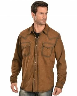 Scully Suede Leather Western Shirt For Men's Brown -Scully Shop 082A37 41 D1
