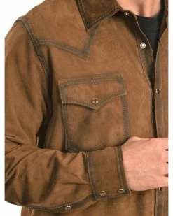 Scully Suede Leather Western Shirt For Men's Brown -Scully Shop 082A37 41 D2