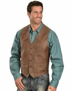 Scully Western Lamb Vest For Men's Brown