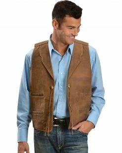 Scully Concho Leather Vest For Men's Brown