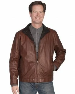 Scully Premium Lambskin Zip Front Jacket For Men's Dark Brown 10 Scully Premium Lambskin Zip Front Jacket For Men's Dark Brown -Scully Shop 082B10 41 P1