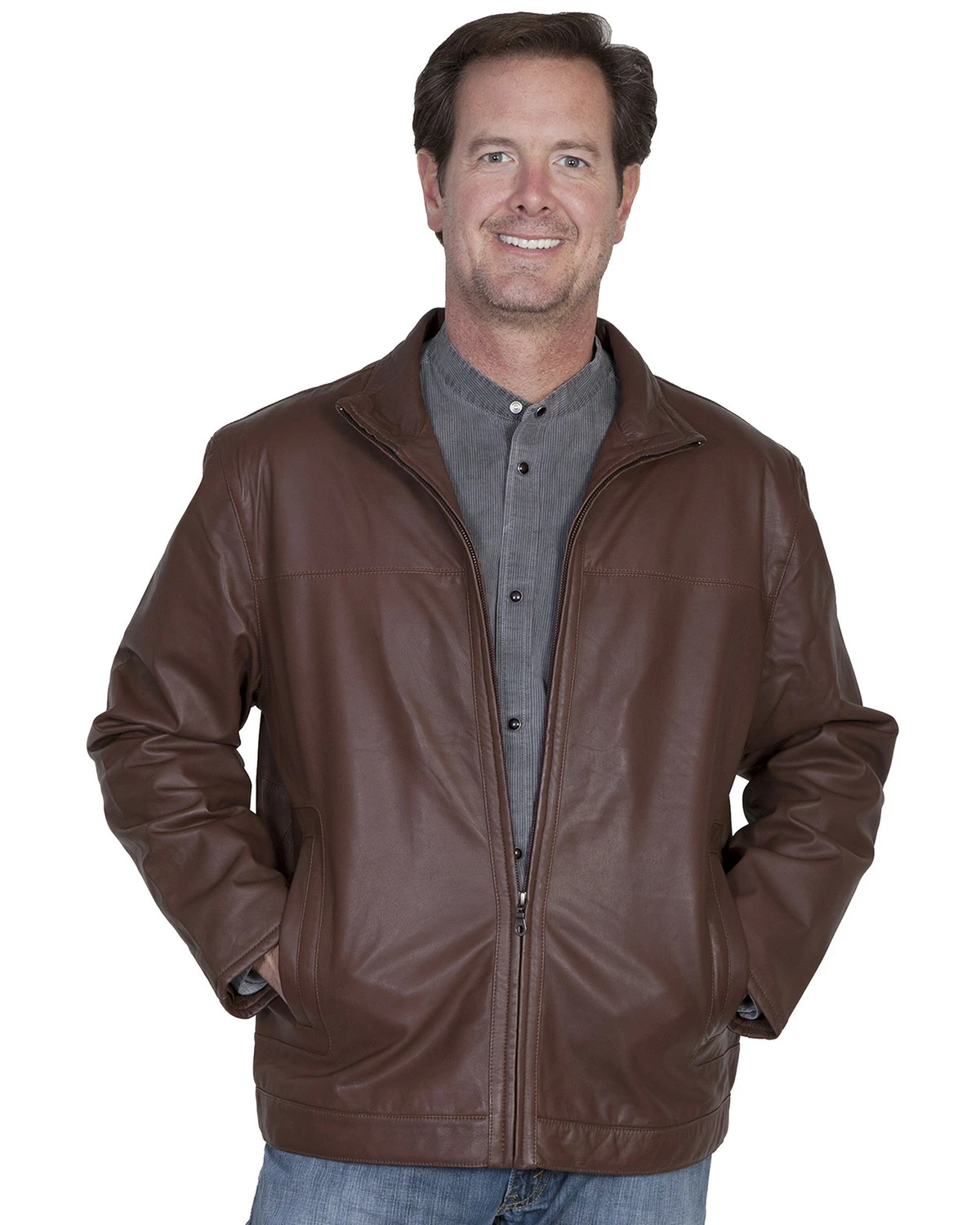 Scully Premium Lambskin Zip Front Jacket For Men's Dark Brown 7 Scully Premium Lambskin Zip Front Jacket For Men's Dark Brown - Image 5
