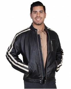 Scully Sanded Calf Racing Jacket For Men's Charcoal Grey -Scully Shop 082D16 A8 P1 1