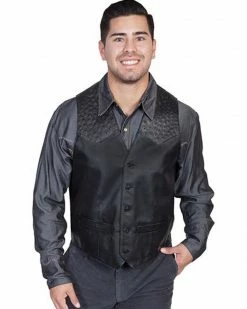 Scully Men's Ostrich Trim Leather Vest Black 5 Scully Men's Ostrich Trim Leather Vest Black -Scully Shop 082F16 89 P1 1