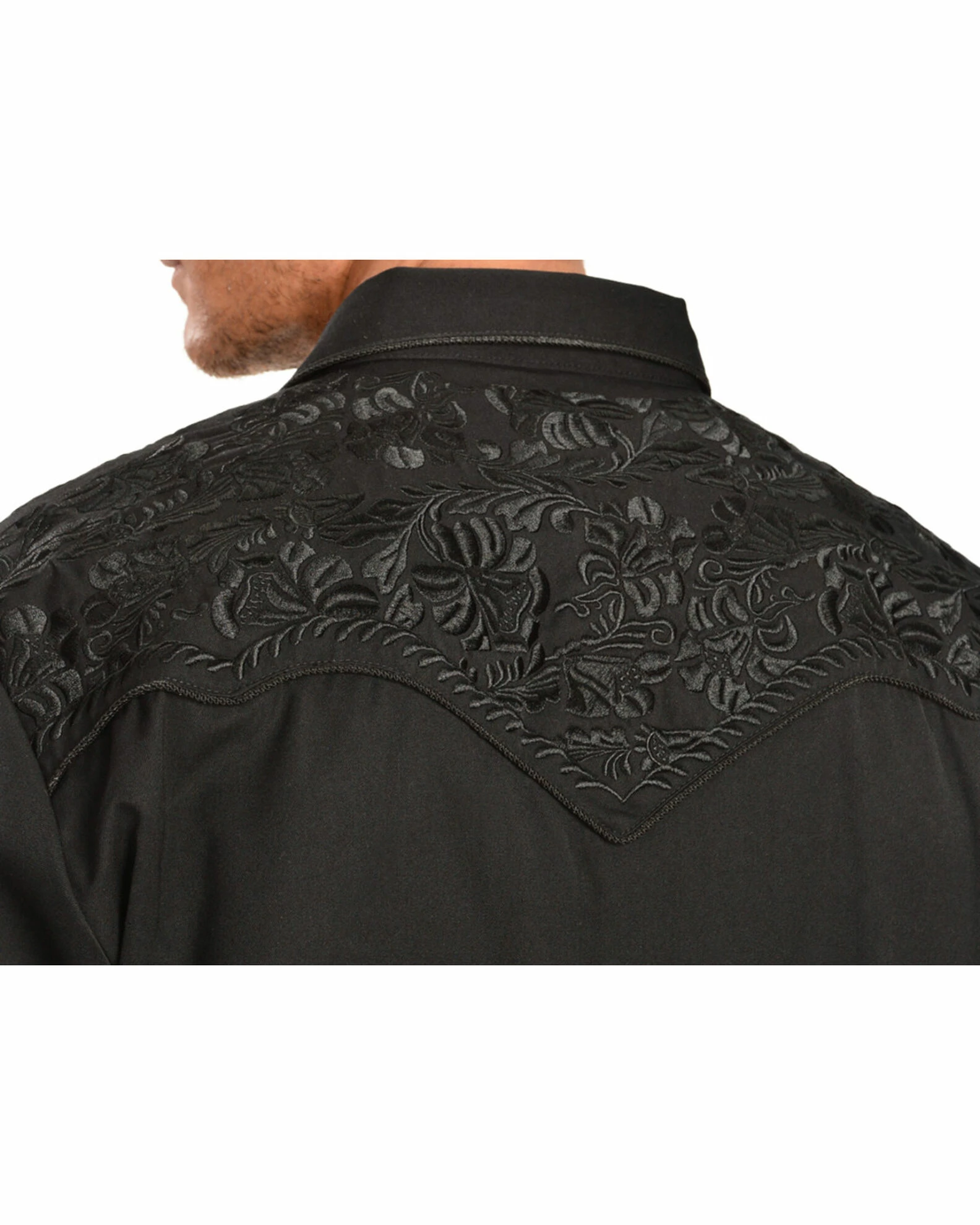 Scully Floral Embroidery Black Retro Western Shirt - Big & Tall For Men's Jet 7 Scully Floral Embroidery Black Retro Western Shirt - Big & Tall For Men's Jet - Image 5