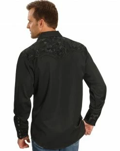 Scully Floral Embroidery Black Retro Western Shirt - Big & Tall For Men's Jet 10 Scully Floral Embroidery Black Retro Western Shirt - Big & Tall For Men's Jet -Scully Shop 083F88 ZD P2