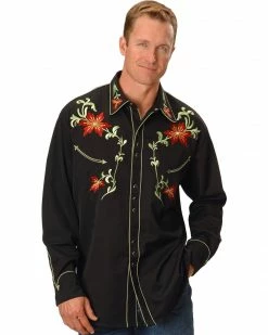 Scully Floral Embroidered Shirt For Men's Black 7 Scully Floral Embroidered Shirt For Men's Black -Scully Shop 083G42 89 P1 1