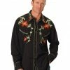 Scully Floral Embroidered Shirt For Men's Black -Scully Shop 083G42 89 P1