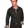 Scully Men's Signature Series Striped Long Sleeve Shirt Black 1 Scully Men's Signature Series Striped Long Sleeve Shirt Black -Scully Shop 0921R3 89 P1