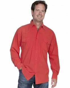 Scully Cantina Western Yoke Shirt For Men's Cayenne -Scully Shop 0924U4 JX P1 1