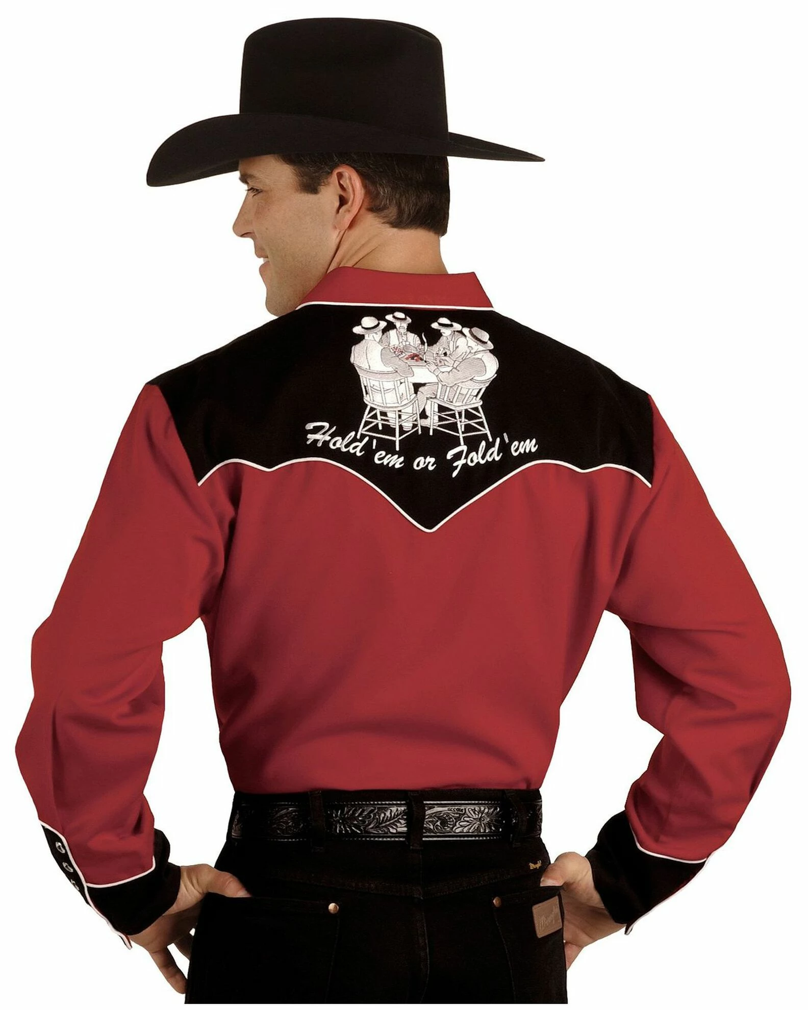 Scully Men's Poker Cards Embroidered Retro Long Sleeve Western Shirt 5 Scully Men's Poker Cards Embroidered Retro Long Sleeve Western Shirt - Image 3
