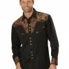 Scully Floral Embroidered Western Shirt For Men's Black -Scully Shop 092E18 89 P1