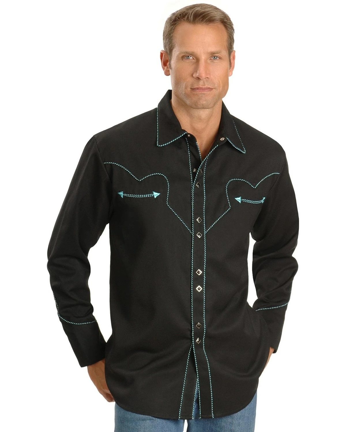 Scully Men's Long Sleeve Western Shirt Black 4 Scully Men's Long Sleeve Western Shirt Black - Image 2