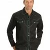 Scully Men's Long Sleeve Western Shirt Black -Scully Shop 092M14 89 P1