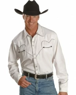 Scully White Retro Western Shirt For Men's -Scully Shop 092M80 01 P1 1