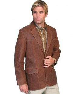 Scully Men's Lamb Leather Blazer - Big And Tall Chocolate 12 Scully Men's Lamb Leather Blazer - Big And Tall Chocolate -Scully Shop 2000141493 200 P1