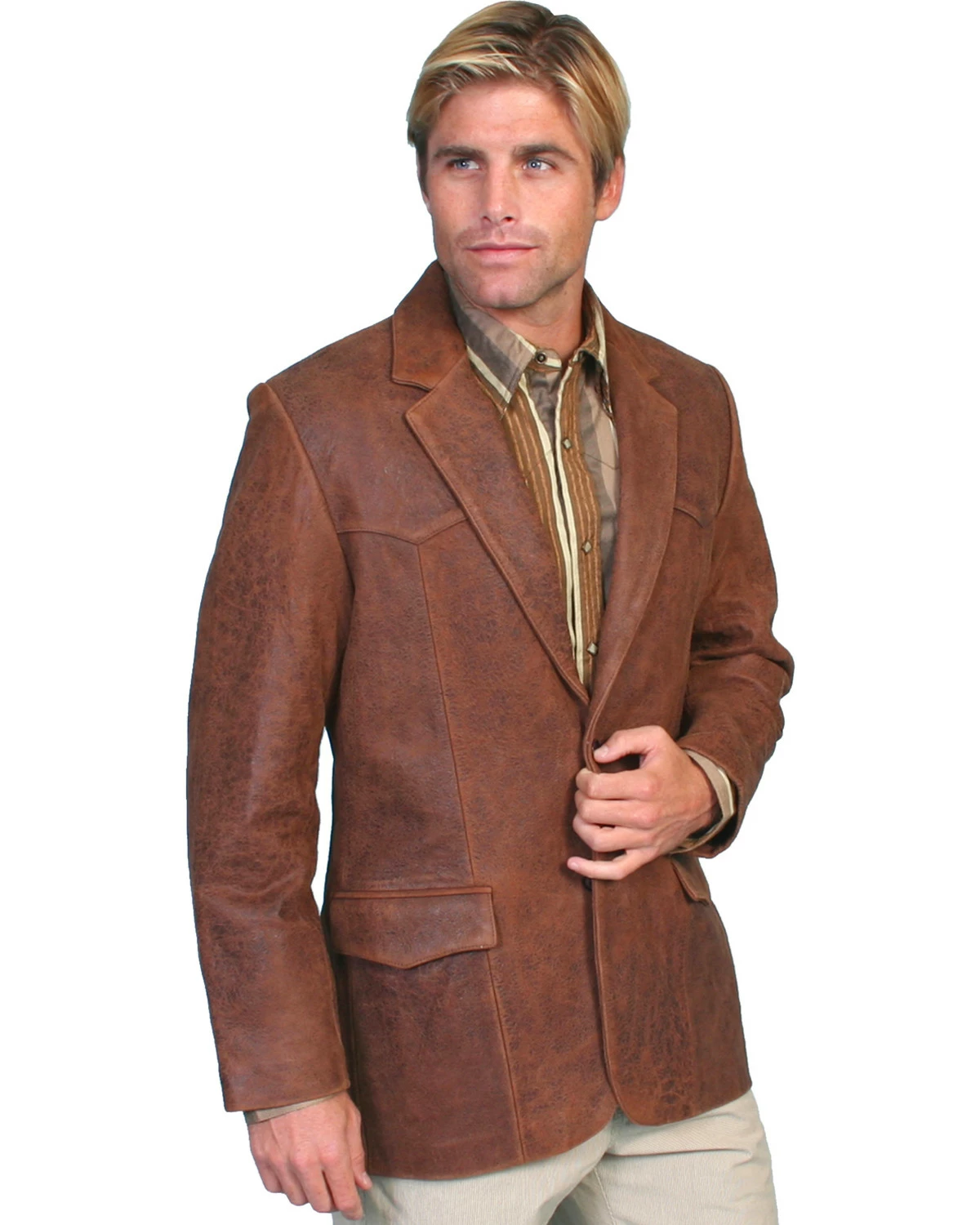 Scully Men's Lamb Leather Blazer - Big And Tall Chocolate 6 Scully Men's Lamb Leather Blazer - Big And Tall Chocolate - Image 4