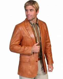 Scully Men's Lamb Leather Blazer - Big And Tall Chocolate 13 Scully Men's Lamb Leather Blazer - Big And Tall Chocolate -Scully Shop 2000141493 203 P1