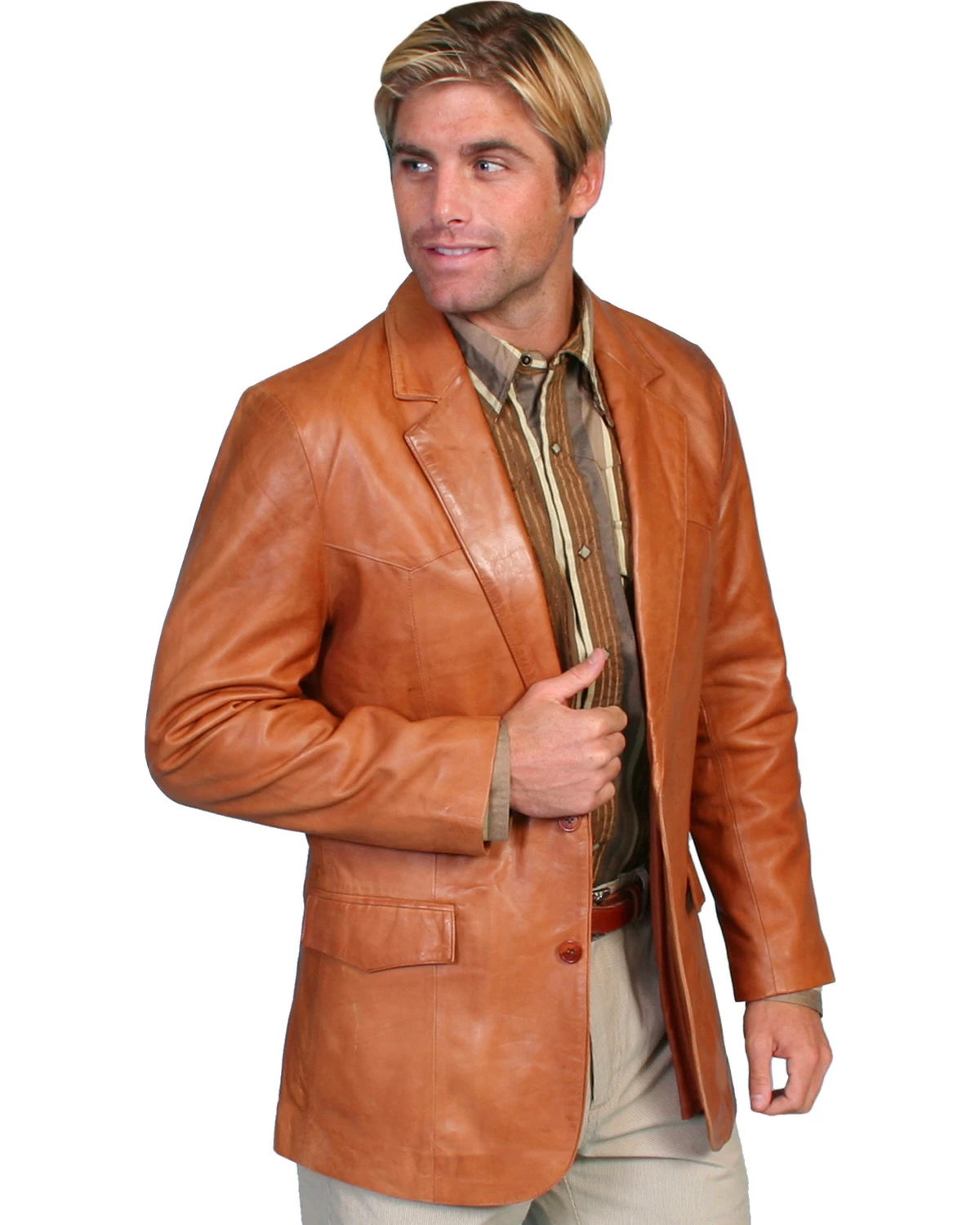 Scully Men's Lamb Leather Blazer - Big And Tall Chocolate 7 Scully Men's Lamb Leather Blazer - Big And Tall Chocolate - Image 5