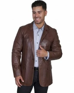 Scully Men's Lamb Leather Blazer - Big And Tall Chocolate 14 Scully Men's Lamb Leather Blazer - Big And Tall Chocolate -Scully Shop 2000141493 240 P1