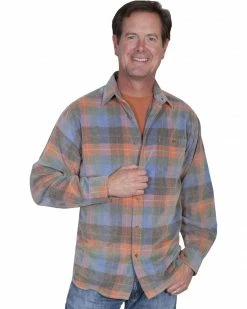 Scully Men's Yard Dye Corduroy Plaid Long Sleeve Western Shirt Multi -Scully Shop 2000215129 900 P1