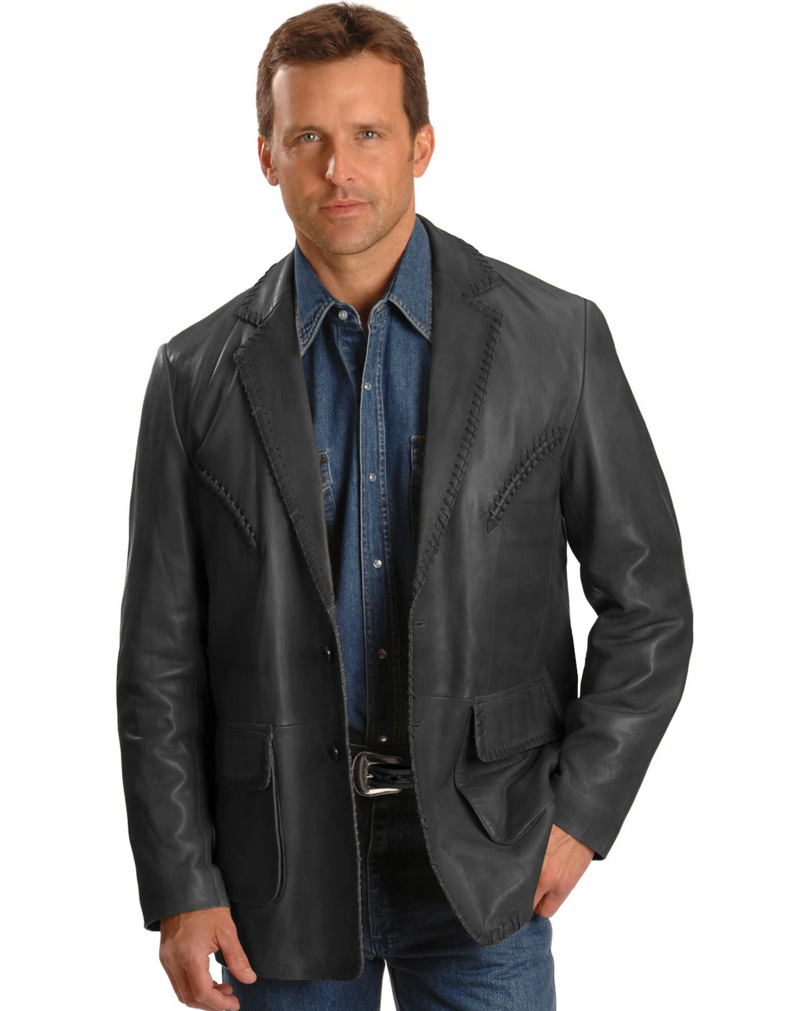 Scully Whipstitch Lambskin Leather Blazer - Tall For Men's Tan 2 Scully Whipstitch Lambskin Leather Blazer - Tall For Men's Tan