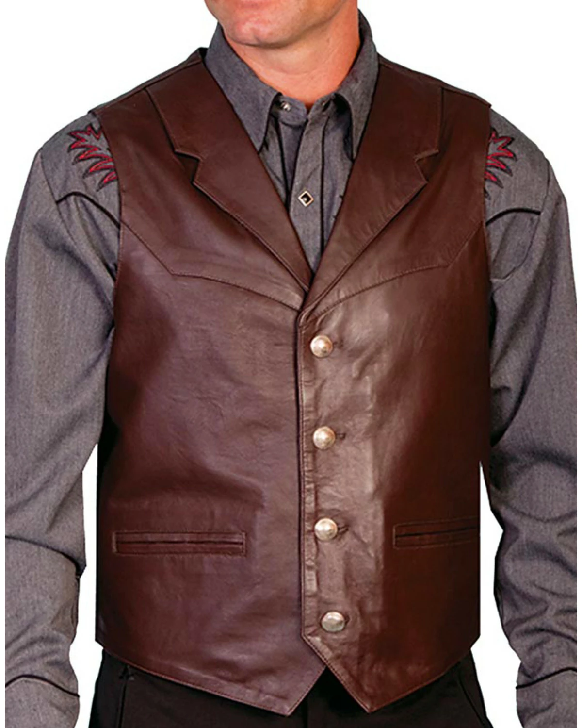 Scully Men's Lambskin Lapel Vest - Big Brown 4 Scully Men's Lambskin Lapel Vest - Big Brown - Image 2